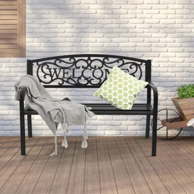 Hivvago Outdoor Furniture Steel Frame Porch Garden Bench-bronze