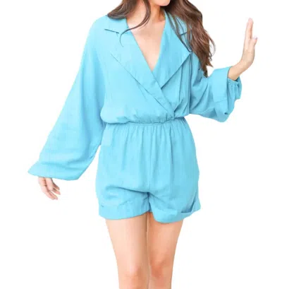 Strut & Bolt Living' For Comfort Romper In Hawaiian Blue In Multi