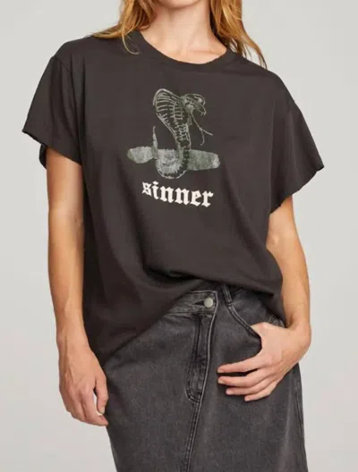 Chaser Sinner Tee In Vintage Black In Black