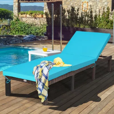 Hivvago Outdoor Rattan Adjustable Cushioned Chaise-red