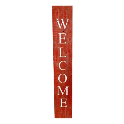Homezia Rustic Red And White Front Porch Welcome Sign