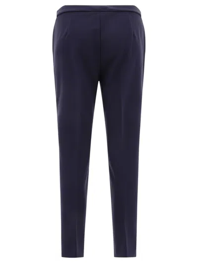 Shop Max Mara Viscose Jersey Trousers In Blue