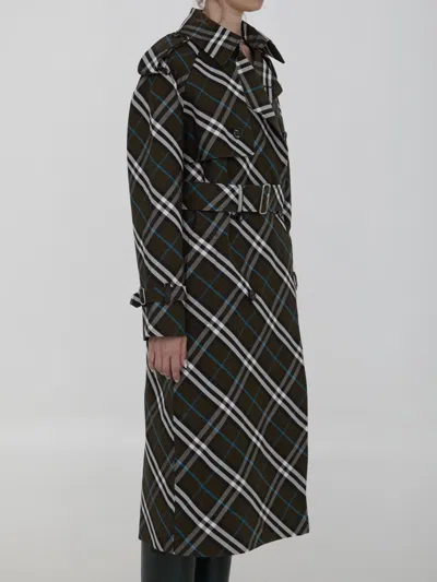 Burberry Black Trench Coats In Black