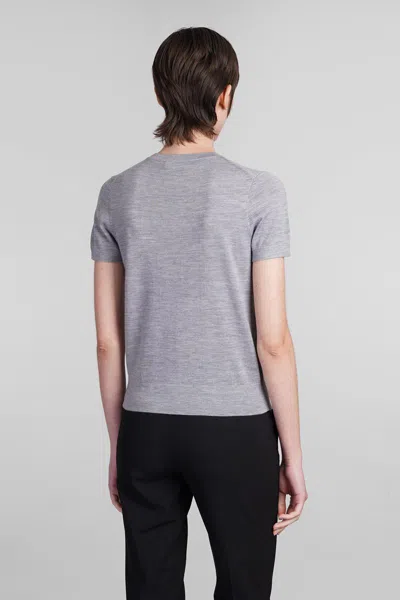 Theory Short Sleeve Knitted Top In Grey