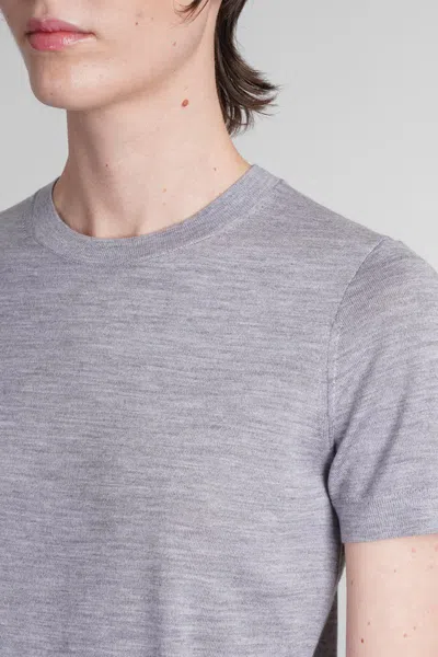 Theory Short Sleeve Knitted Top In Grey