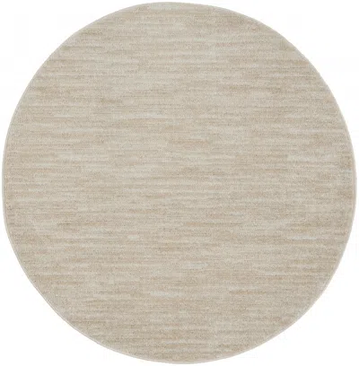 Homezia 4' X 4' Ivory And Beige Round Non Skid Indoor Outdoor Area Rug