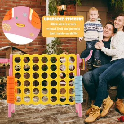Hivvago 4-in-a-row Connect Game With Basketball Hoop And Toss Ring-pink