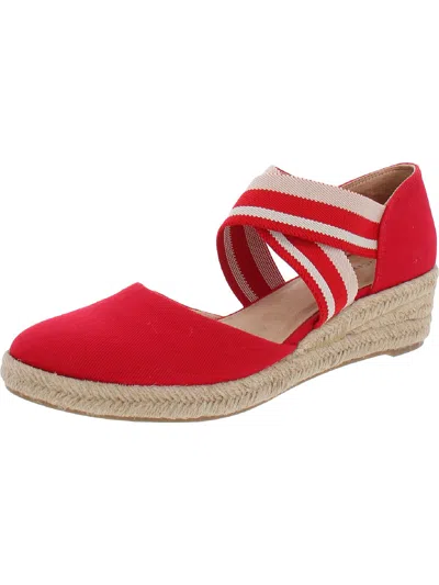 Lifestride Keaton Womens Canvas Slip On Wedge Heels In Red