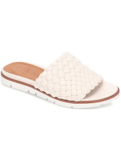 Gentle Souls By Kenneth Cole Lavern Lite Braid Womens Faux Leather Slip On Thong Sandals In White