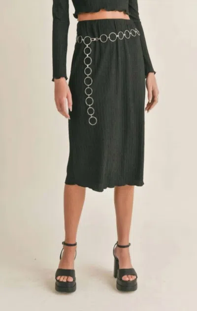 Sadie & Sage Nelly Lettuce Hem Midi Skirt In Black In Black