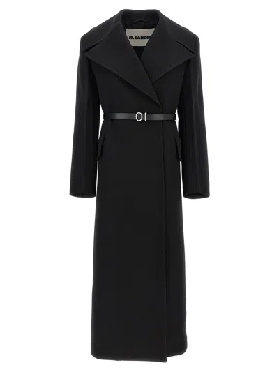 Jil Sander Women Double-breasted Coat In Black