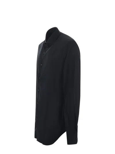 Xacus Long-sleeved Button-down Shirt In Black