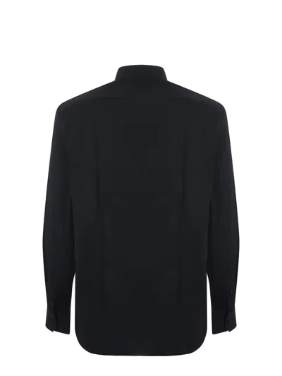 Xacus Long-sleeved Button-down Shirt In Black