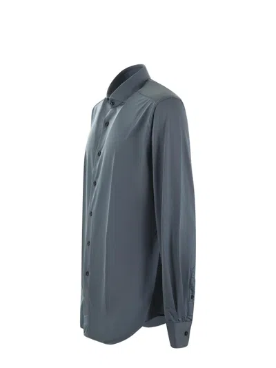Xacus Mélange-effect Shirt In Verde Scuro