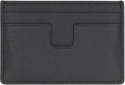 Shop Tom Ford Logo Detail Leather Card Holder In Black