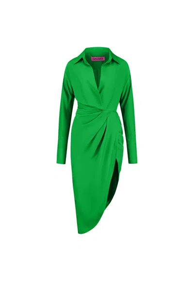 Gauge81 Puno Silk Midi Dress In Green