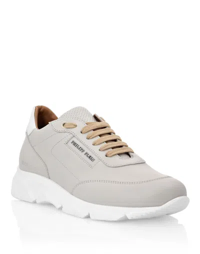 Philipp Plein Leather Lo-top Sneakers  Tm In Beige