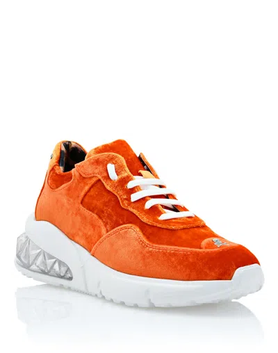 Philipp Plein Velvet Runner In Orange