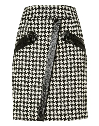 Philipp Plein Houndstooth Short Skirt In Black