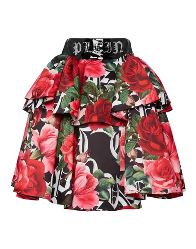 Philipp Plein Blossom Floral-print Skirt In Multi
