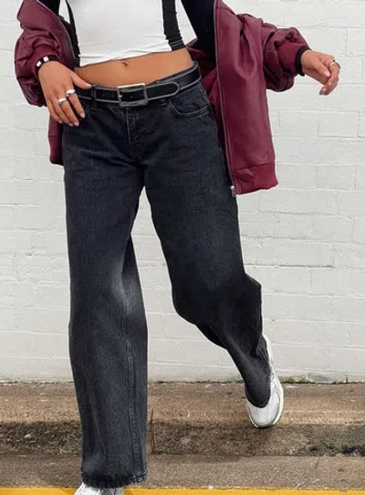 Princess Polly Ellanor Low Rise Slouch Denim Jean In Washed Black