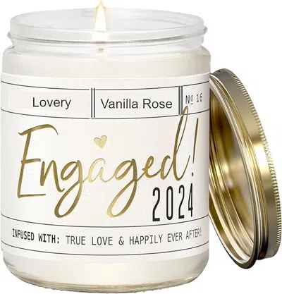 Lovery Engagement Gift, Vanilla Rose Scented Soy Wax Candle