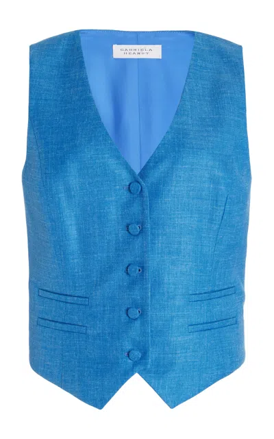 Gabriela Hearst Coleridge Vest In Aventurine Blue Virgin Wool And Silk Linen Twill In Aventurine Blue