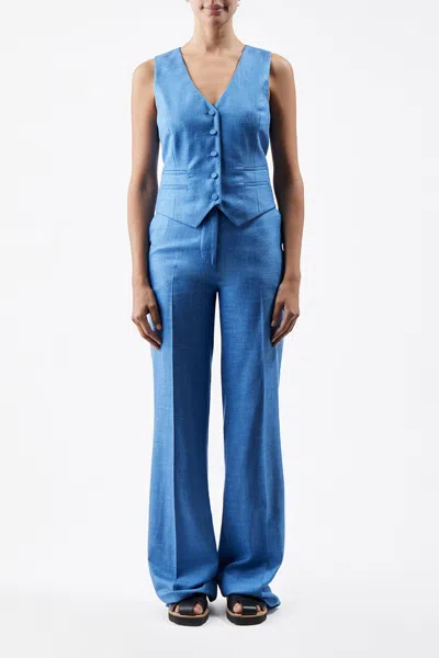 Gabriela Hearst Coleridge Vest In Aventurine Blue Virgin Wool And Silk Linen Twill In Aventurine Blue