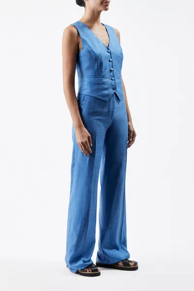 Gabriela Hearst Coleridge Vest In Aventurine Blue Virgin Wool And Silk Linen Twill In Aventurine Blue
