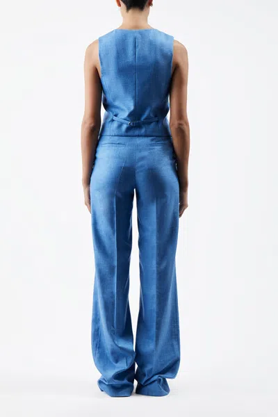 Gabriela Hearst Coleridge Vest In Aventurine Blue Virgin Wool And Silk Linen Twill In Aventurine Blue