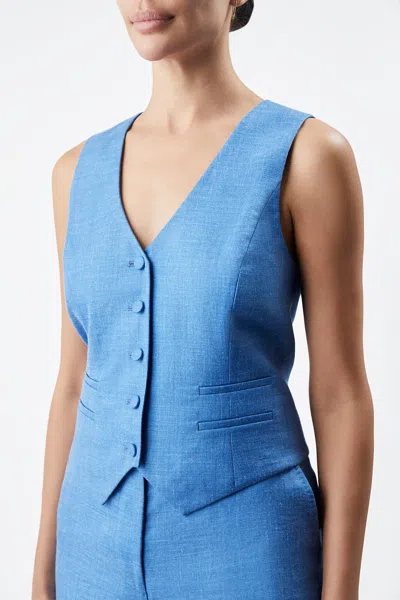 Gabriela Hearst Coleridge Vest In Aventurine Blue Virgin Wool And Silk Linen Twill In Aventurine Blue