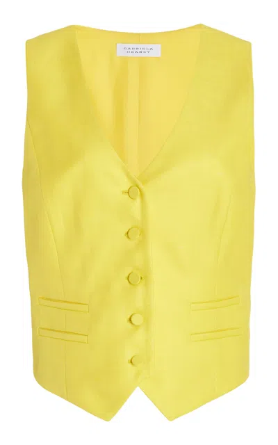 Gabriela Hearst Coleridge Wool Blend Twill Vest In Cadmium Yellow