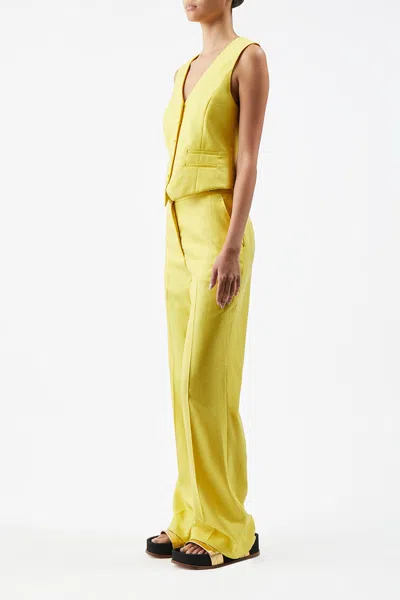 Gabriela Hearst Coleridge Wool Blend Twill Vest In Cadmium Yellow