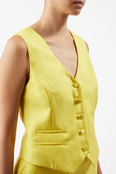 Gabriela Hearst Coleridge Wool Blend Twill Vest In Cadmium Yellow