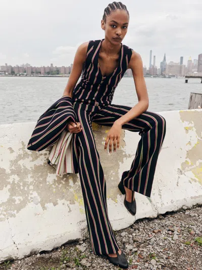 GABRIELA HEARST COLERIDGE VEST IN NAVY MULTI STRIPED WOOL 