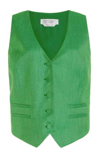 Gabriela Hearst Coleridge Vest In Peridot Green Virgin Wool And Silk Linen In Peridot Green