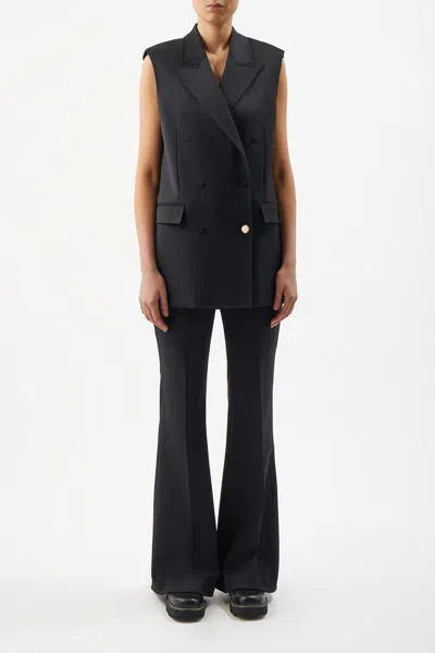 Gabriela Hearst Mayte Vest In Black Silk Wool Cady In Black