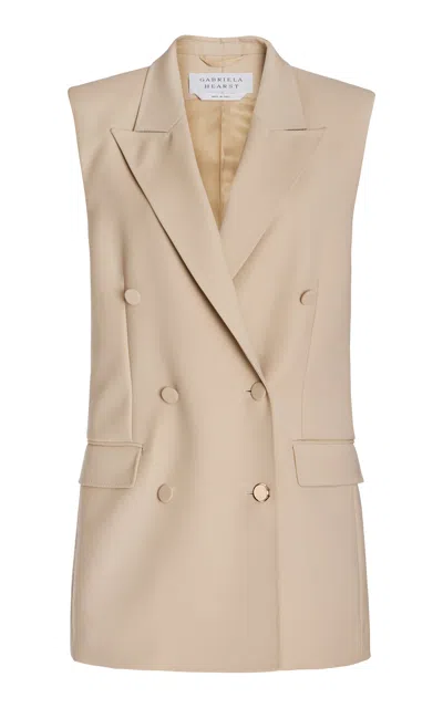 Gabriela Hearst Mayte Wool Crepe Vest In Khaki