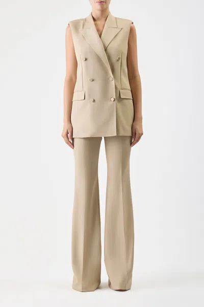 Gabriela Hearst Mayte Wool Crepe Vest In Khaki