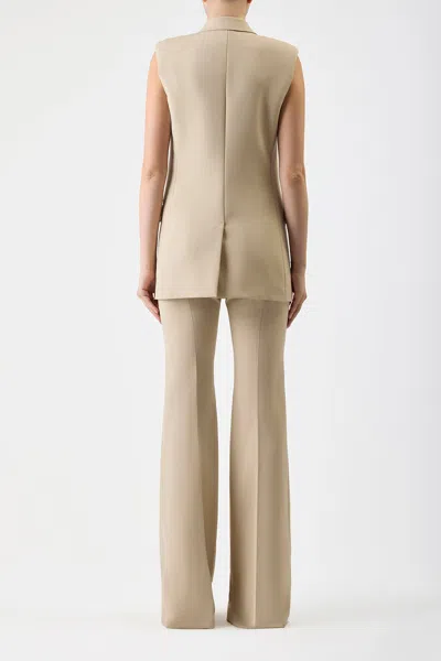 Gabriela Hearst Mayte Wool Crepe Vest In Khaki