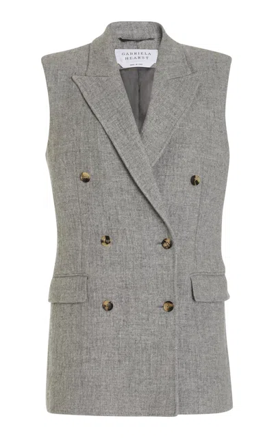 Gabriela Hearst Mayte Vest In Light Grey Melange Cashmere Linen In Light Grey Melange