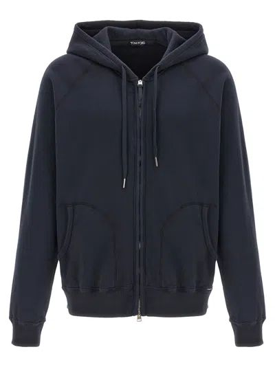 Tom Ford Navy Blue Vintage Hoodie In Blue