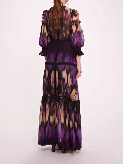 Marchesa Abstract Viscose Maxi Dress In Purple Multi