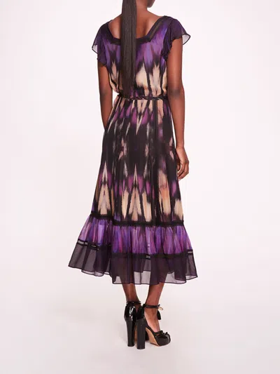 Marchesa Abstract Viscose Midi Dress In Purple Multi