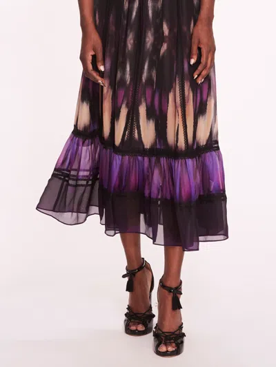 Marchesa Abstract Viscose Midi Dress In Purple Multi