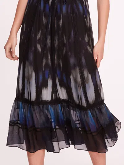 Marchesa Abstract Viscose Midi Dress In Blue Multi