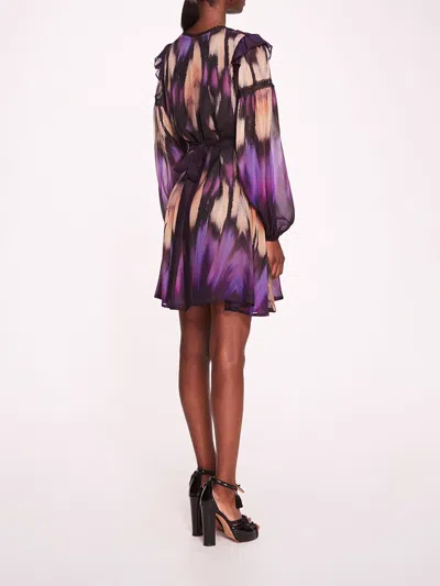 Marchesa Abstract Viscose Mini Dress In Purple Multi