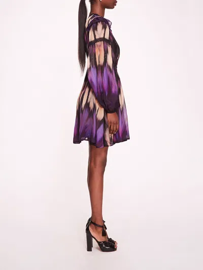 Marchesa Abstract Viscose Mini Dress In Purple Multi