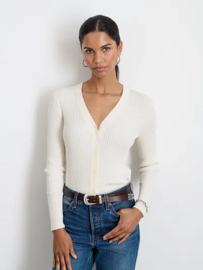 Alex Mill V-neck Ribbed Cardigan In Ivory