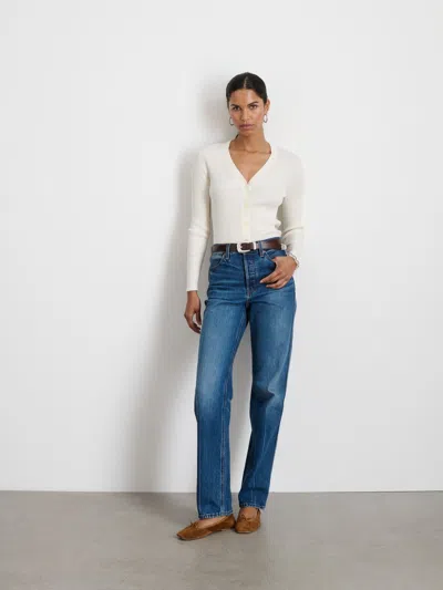 Alex Mill V-neck Ribbed Cardigan In Ivory